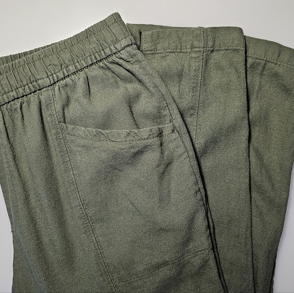 Old Navy Womens Linen Blend Ankle Pants - Olive Green - Picture 13 of 16